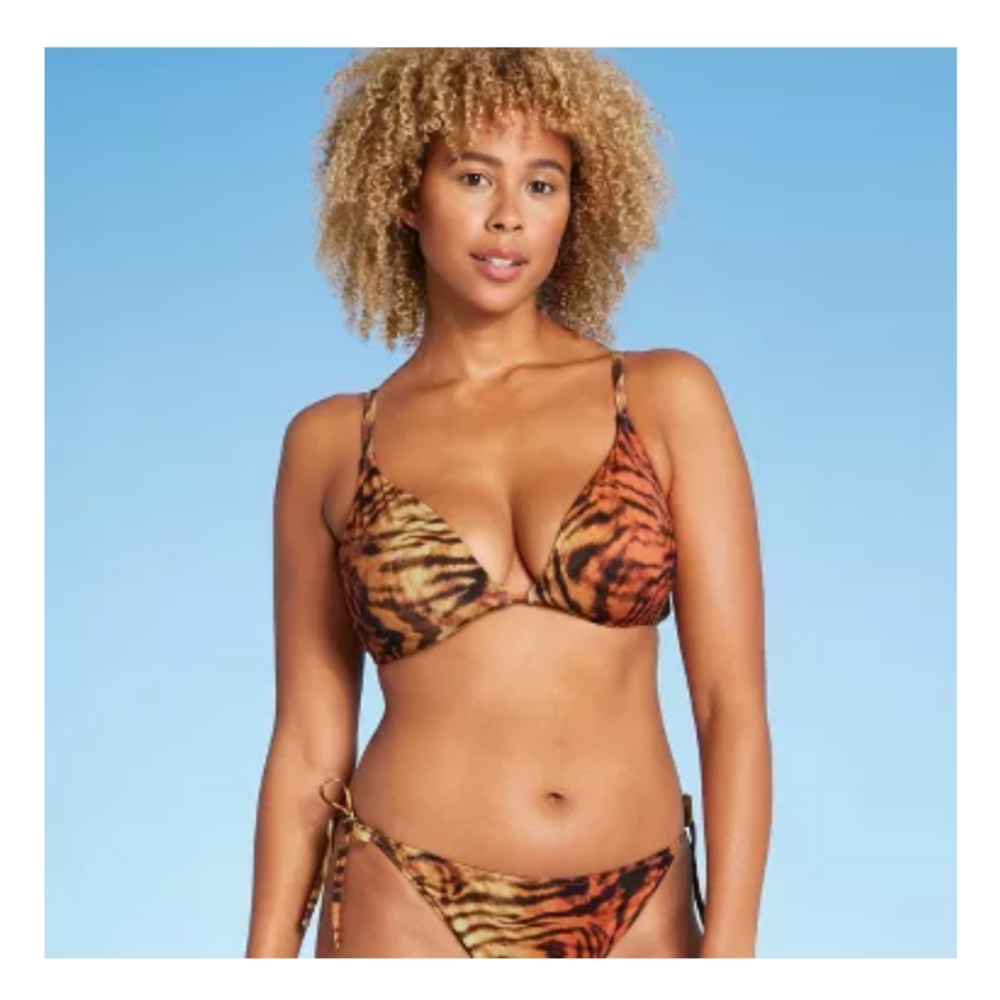 Women's Triangle Underwire Bikini Top Tiger Print